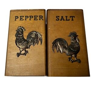 Vintage Wooden Rooster Salt and Pepper Shakers Kitchen‎ Decor Farmhouse Style